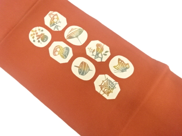 JAPANESE NAGOYA OBI / CHIRIMEN / KATAZOME / SPOOL
